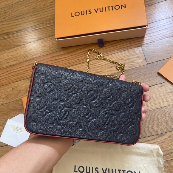 Navy Blue & Red Louis Vuitton Felicie Pochette - Picture 2 of 10